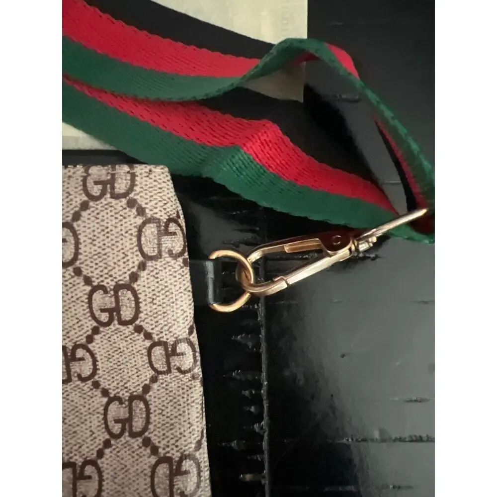 New Jingpin Monogram Crossbody Messenger Shoulder Bag Webbing Strap Brown Khaki